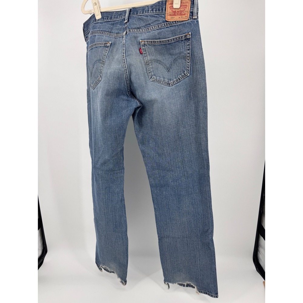 Vintage Levi's 559 Relaxed Straight Jeans Mens Size 36x34 Blue Hem Distressed - Picture 6 of 16